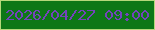 文字の大きさ：2、枠の色：b5d77b、背景の色：0d7717、文字の色：7344bb 無料ブログパーツのブログ時計