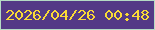文字の大きさ：4、枠の色：b5dbc4、背景の色：543986、文字の色：fad936 無料ブログパーツのブログ時計