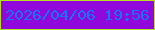文字の大きさ：4、枠の色：b5e11e、背景の色：9108dc、文字の色：1475f4 無料ブログパーツのブログ時計