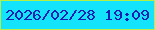 文字の大きさ：3、枠の色：b5ee44、背景の色：13e4fc、文字の色：131fb0 無料ブログパーツのブログ時計