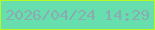 文字の大きさ：4、枠の色：b5f91f、背景の色：67dead、文字の色：8babb0 無料ブログパーツのブログ時計