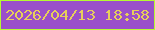 文字の大きさ：5、枠の色：b5fa32、背景の色：9a4fca、文字の色：e7cf5a 無料ブログパーツのブログ時計