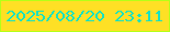 文字の大きさ：4、枠の色：b5ff18、背景の色：fee025、文字の色：1ae1bf 無料ブログパーツのブログ時計