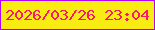 文字の大きさ：1、枠の色：b601ee、背景の色：f8ec12、文字の色：fa176c 無料ブログパーツのブログ時計