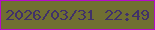 文字の大きさ：4、枠の色：b60aca、背景の色：706f32、文字の色：403169 無料ブログパーツのブログ時計