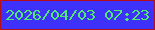 文字の大きさ：2、枠の色：b60e16、背景の色：3e31f9、文字の色：50e877 無料ブログパーツのブログ時計