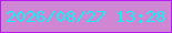 文字の大きさ：4、枠の色：b619f1、背景の色：cf86d3、文字の色：11f2f5 無料ブログパーツのブログ時計