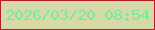 文字の大きさ：4、枠の色：b61d2b、背景の色：d6daa7、文字の色：76ea9e 無料ブログパーツのブログ時計