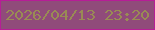 文字の大きさ：5、枠の色：b61e96、背景の色：904b7a、文字の色：998b54 無料ブログパーツのブログ時計