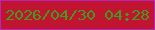 文字の大きさ：4、枠の色：b624bb、背景の色：c01431、文字の色：439b1e 無料ブログパーツのブログ時計