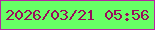 文字の大きさ：1、枠の色：b625a3、背景の色：67ff65、文字の色：9a0b5c 無料ブログパーツのブログ時計