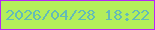 文字の大きさ：2、枠の色：b626f7、背景の色：b4ee5b、文字の色：64bbb7 無料ブログパーツのブログ時計