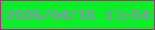 文字の大きさ：1、枠の色：b62886、背景の色：07f025、文字の色：af75da 無料ブログパーツのブログ時計