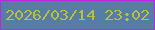 文字の大きさ：5、枠の色：b62adb、背景の色：557da6、文字の色：bbbf3f 無料ブログパーツのブログ時計