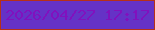 文字の大きさ：5、枠の色：b63018、背景の色：6532c6、文字の色：8111be 無料ブログパーツのブログ時計