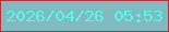 文字の大きさ：3、枠の色：b6313a、背景の色：81bac0、文字の色：58fbea 無料ブログパーツのブログ時計