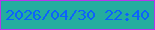 文字の大きさ：5、枠の色：b636eb、背景の色：24ad9f、文字の色：0c62fc 無料ブログパーツのブログ時計