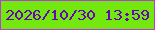 文字の大きさ：2、枠の色：b63add、背景の色：72e80f、文字の色：6803b7 無料ブログパーツのブログ時計