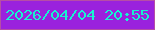 文字の大きさ：5、枠の色：b64ea5、背景の色：9a22dd、文字の色：17f3d1 無料ブログパーツのブログ時計