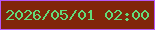 文字の大きさ：3、枠の色：b657f6、背景の色：81250a、文字の色：63da79 無料ブログパーツのブログ時計