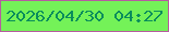 文字の大きさ：4、枠の色：b65ca0、背景の色：74f258、文字の色：098d5c 無料ブログパーツのブログ時計