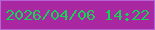 文字の大きさ：3、枠の色：b663d7、背景の色：a927a0、文字の色：16d155 無料ブログパーツのブログ時計