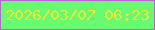 文字の大きさ：3、枠の色：b665d2、背景の色：68fb6f、文字の色：eae93b 無料ブログパーツのブログ時計