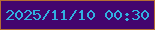 文字の大きさ：3、枠の色：b66c33、背景の色：43046e、文字の色：31b0e1 無料ブログパーツのブログ時計