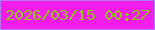 文字の大きさ：4、枠の色：b677fd、背景の色：f31eed、文字の色：96c412 無料ブログパーツのブログ時計