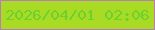 文字の大きさ：1、枠の色：b67db9、背景の色：aadb24、文字の色：6bd12e 無料ブログパーツのブログ時計