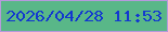 文字の大きさ：2、枠の色：b699dc、背景の色：59b788、文字の色：1238d0 無料ブログパーツのブログ時計