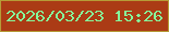 文字の大きさ：3、枠の色：b69c37、背景の色：ab3b15、文字の色：86f99b 無料ブログパーツのブログ時計
