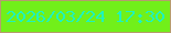 文字の大きさ：2、枠の色：b69d6d、背景の色：71f01a、文字の色：1ff3bd 無料ブログパーツのブログ時計
