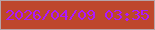 文字の大きさ：4、枠の色：b6a4a8、背景の色：be472c、文字の色：ae18fe 無料ブログパーツのブログ時計