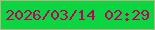 文字の大きさ：4、枠の色：b6b285、背景の色：0bd540、文字の色：bd005e 無料ブログパーツのブログ時計