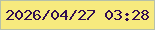 文字の大きさ：3、枠の色：b6c0a8、背景の色：f7ea7e、文字の色：320d51 無料ブログパーツのブログ時計