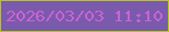 文字の大きさ：4、枠の色：b6c618、背景の色：7a5aac、文字の色：cc63d0 無料ブログパーツのブログ時計