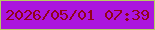 文字の大きさ：4、枠の色：b6ce61、背景の色：ab15de、文字の色：92031a 無料ブログパーツのブログ時計