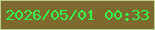 文字の大きさ：5、枠の色：b6d190、背景の色：7e6a2f、文字の色：33f84a 無料ブログパーツのブログ時計