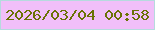 文字の大きさ：5、枠の色：b6dade、背景の色：f1bff9、文字の色：6a7205 無料ブログパーツのブログ時計