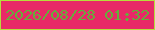 文字の大きさ：5、枠の色：b6dd3c、背景の色：e82967、文字の色：66ae3b 無料ブログパーツのブログ時計