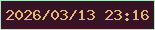文字の大きさ：1、枠の色：b6e5c1、背景の色：361425、文字の色：e5ba6f 無料ブログパーツのブログ時計