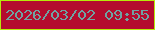 文字の大きさ：4、枠の色：b6ea0b、背景の色：b40c2e、文字の色：6fa2a3 無料ブログパーツのブログ時計