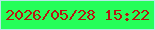 文字の大きさ：5、枠の色：b6eae7、背景の色：25fe59、文字の色：b71612 無料ブログパーツのブログ時計