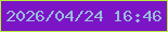 文字の大きさ：2、枠の色：b6ee35、背景の色：7c15c6、文字の色：99bddb 無料ブログパーツのブログ時計