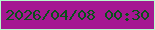 文字の大きさ：1、枠の色：b6fbcc、背景の色：a51792、文字の色：09511a 無料ブログパーツのブログ時計