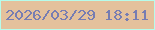 文字の大きさ：1、枠の色：b6fceb、背景の色：e4c19c、文字の色：777db2 無料ブログパーツのブログ時計