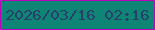 文字の大きさ：4、枠の色：b702ba、背景の色：0f8576、文字の色：27406b 無料ブログパーツのブログ時計