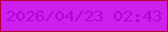 文字の大きさ：2、枠の色：b7033e、背景の色：cd20ec、文字の色：b104d7 無料ブログパーツのブログ時計