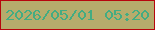 文字の大きさ：5、枠の色：b7060d、背景の色：b6ac6c、文字の色：43ac82 無料ブログパーツのブログ時計
